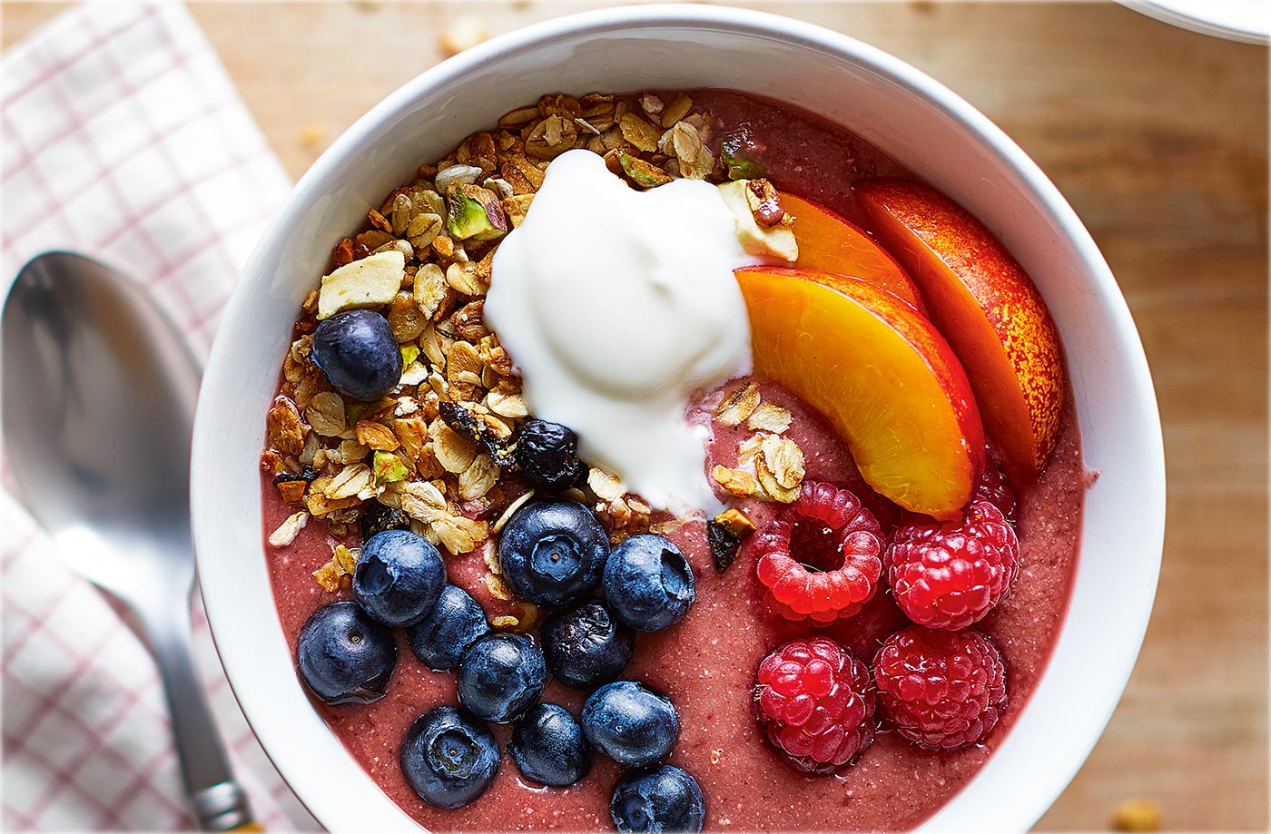 Raspberry and nectarine smoothie bowl recipe