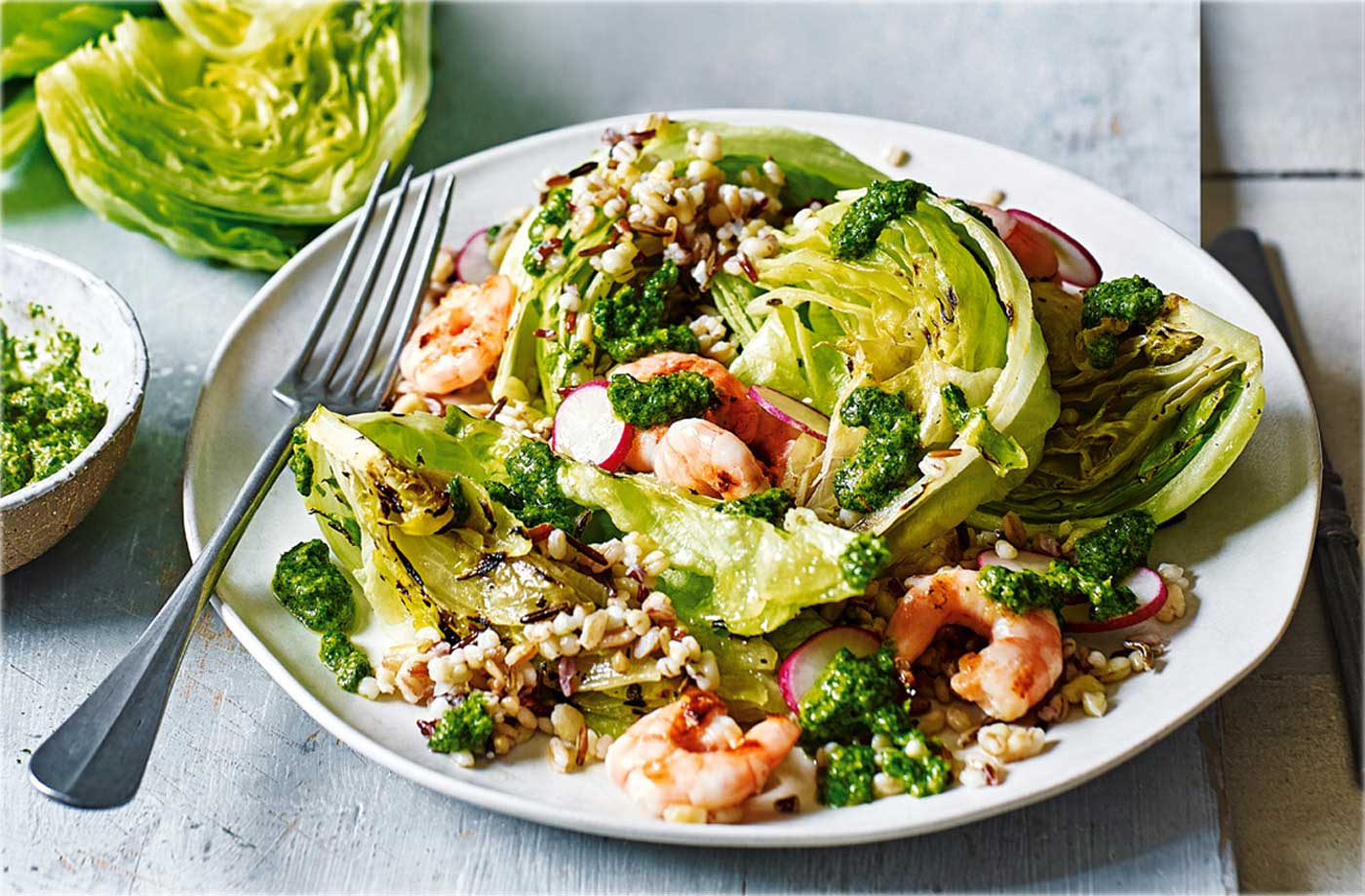Griddled iceberg lettuce and prawn salad recipe