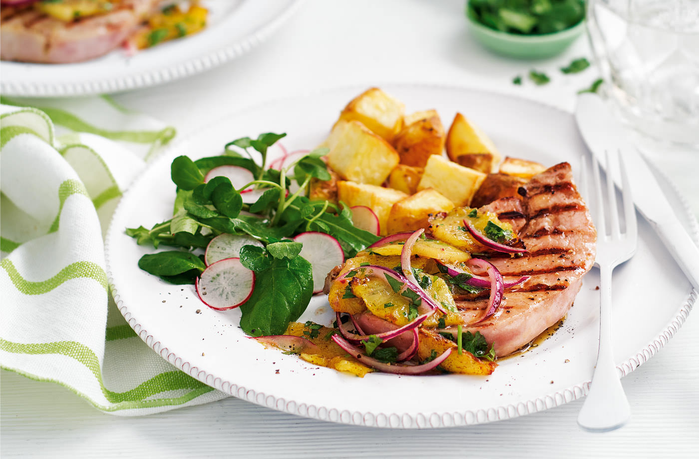 Griddled gammon steaks with pineapple salsa recipe