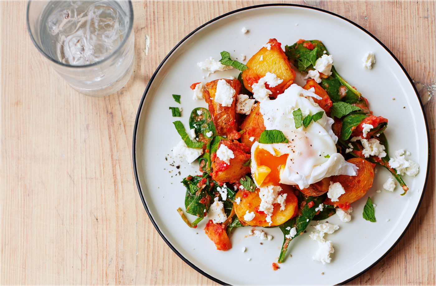 Red pepper and spinach hash recipe