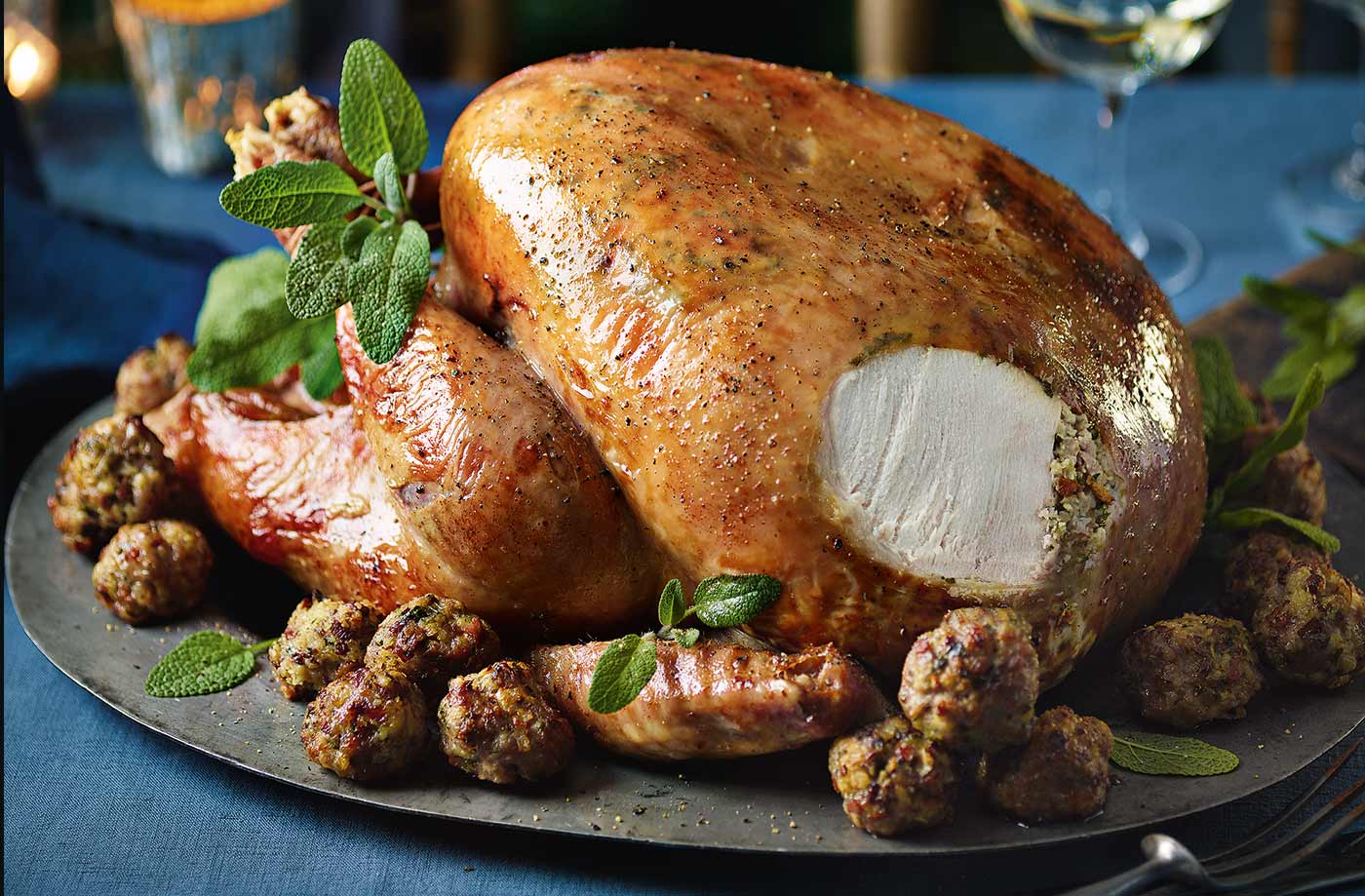 Lemon and sage turkey with mushroom stuffing recipe