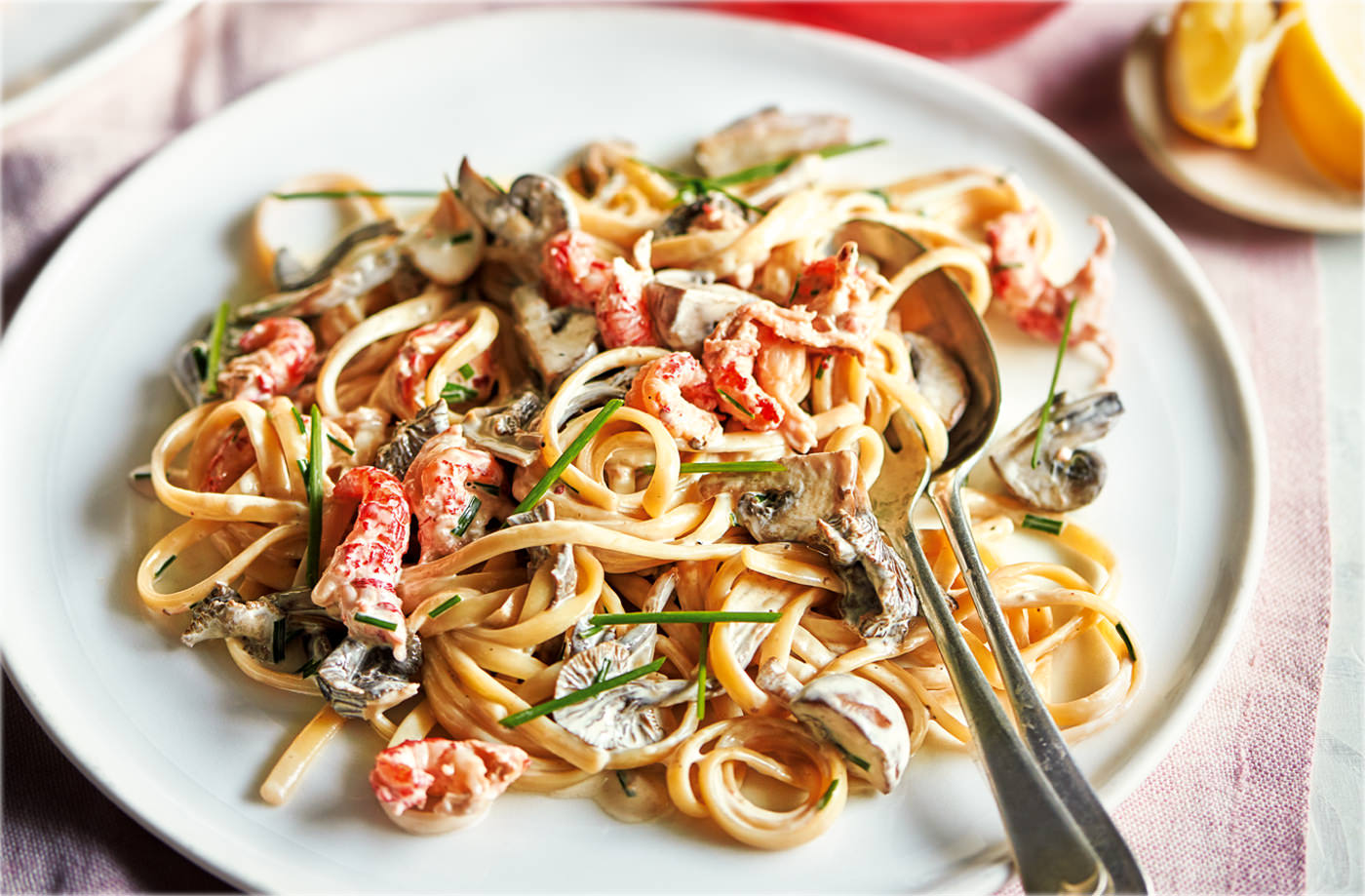 Crayfish and wild mushroom linguine recipe