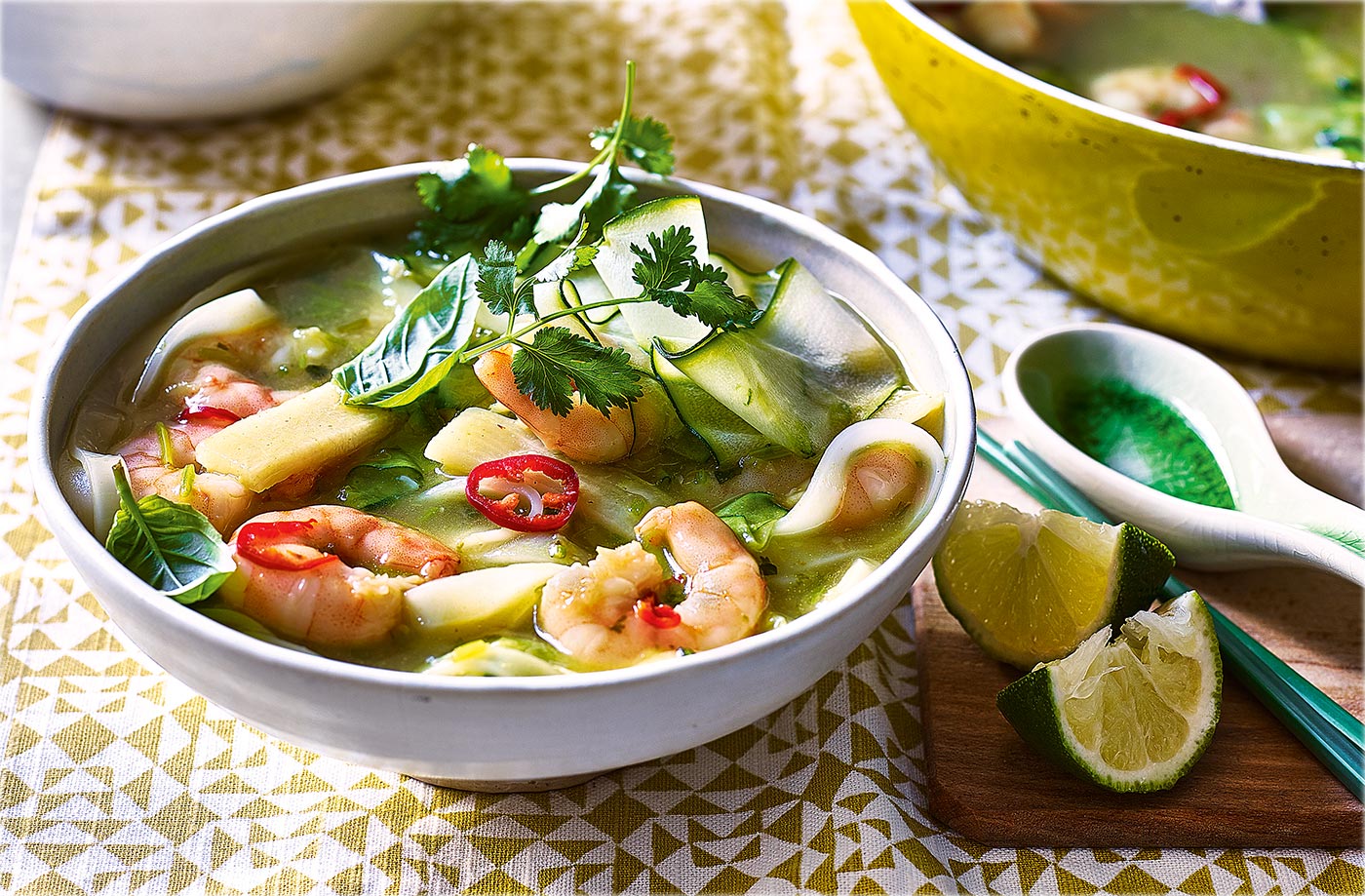 Malaysian king prawn and courgette laksa recipe