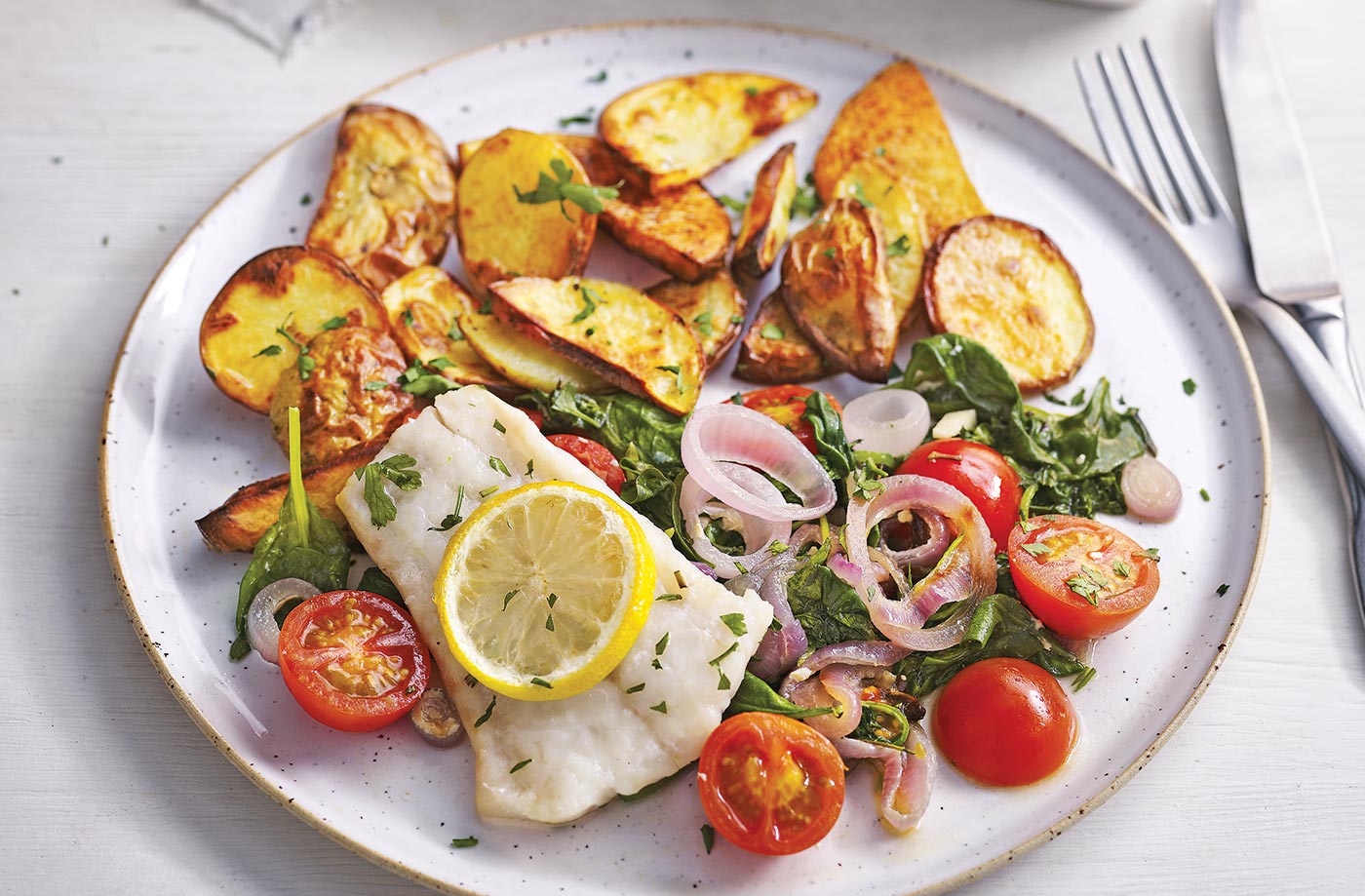 Mediterranean fish traybake recipe