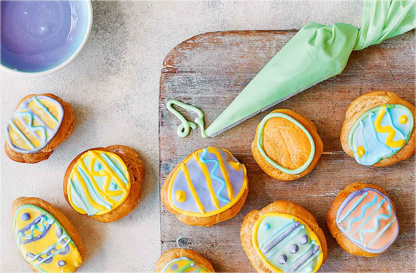 Mini Easter egg choux buns recipe