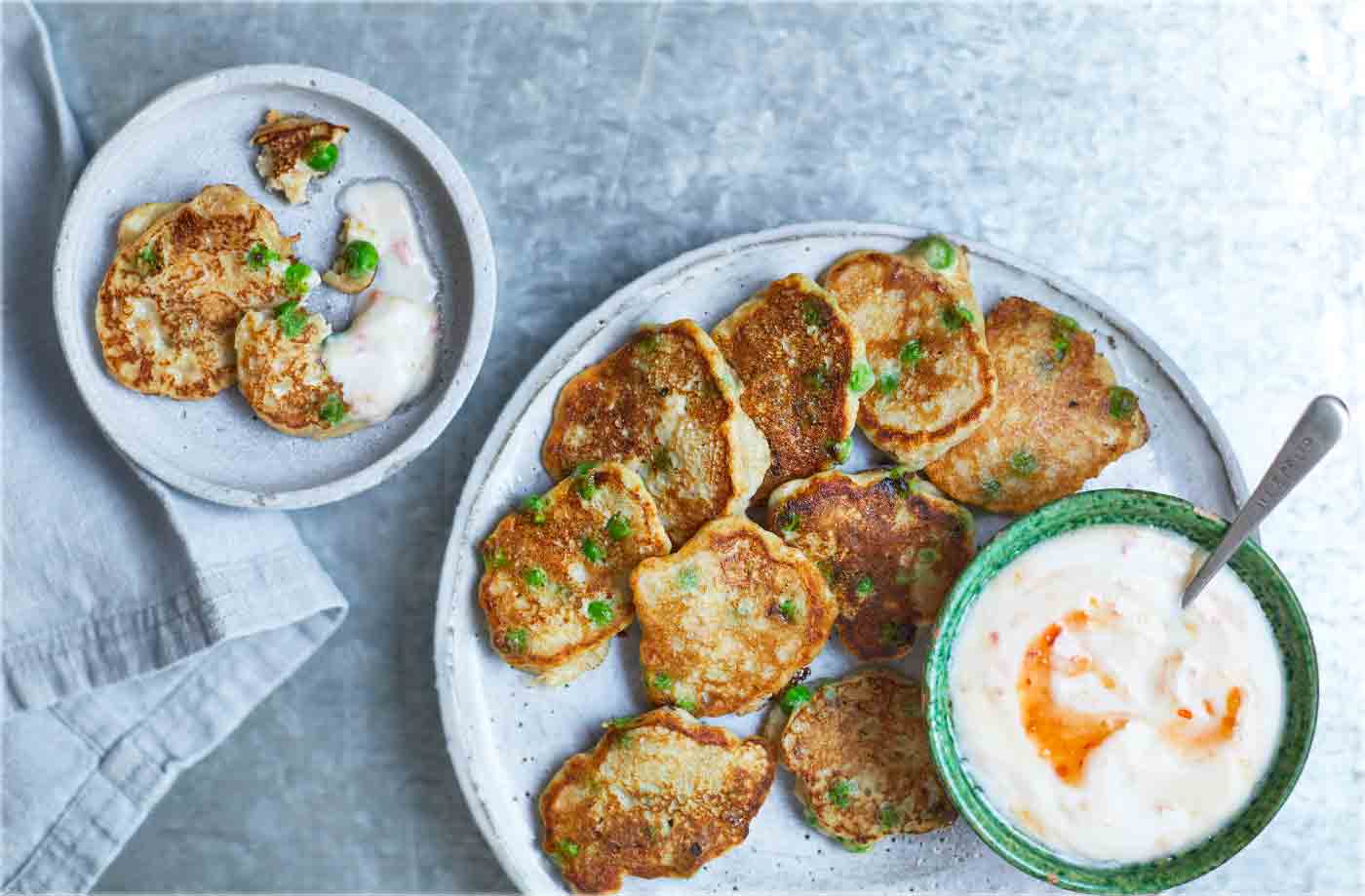 Mini pea pancakes recipe
