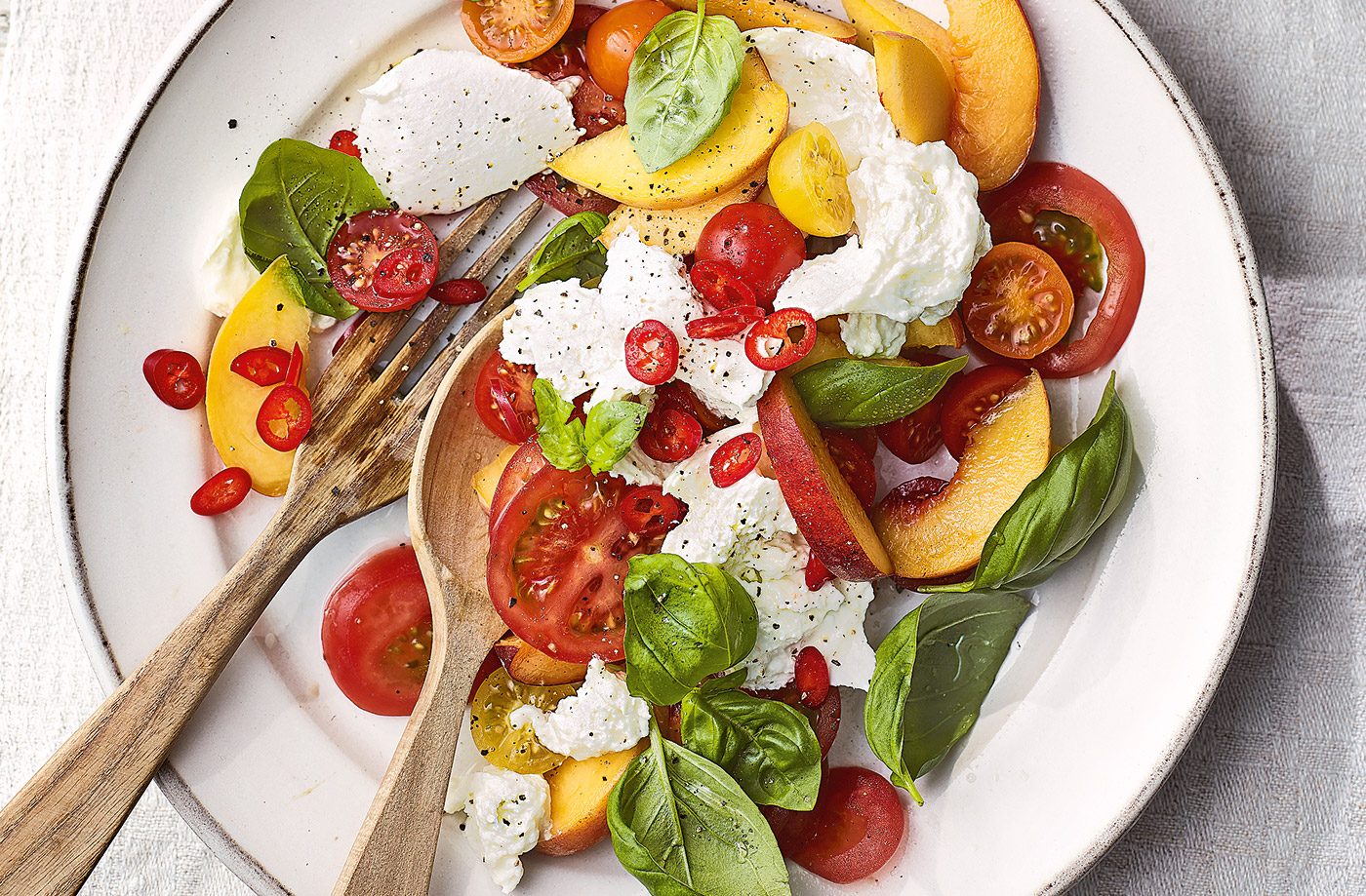 Mozzarella, peach and tomato salad recipe