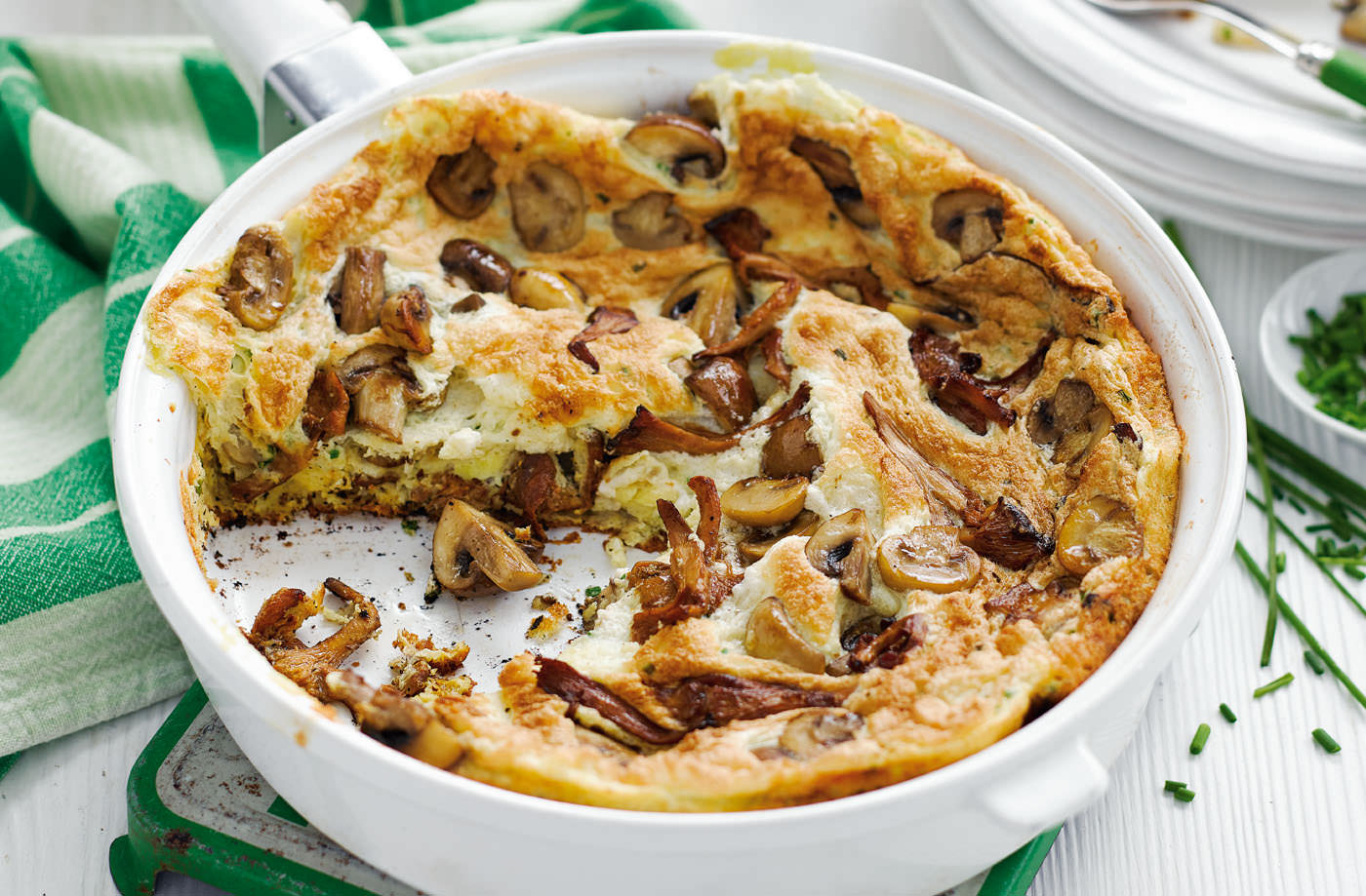 Souffléd mushroom and chive omelette recipe