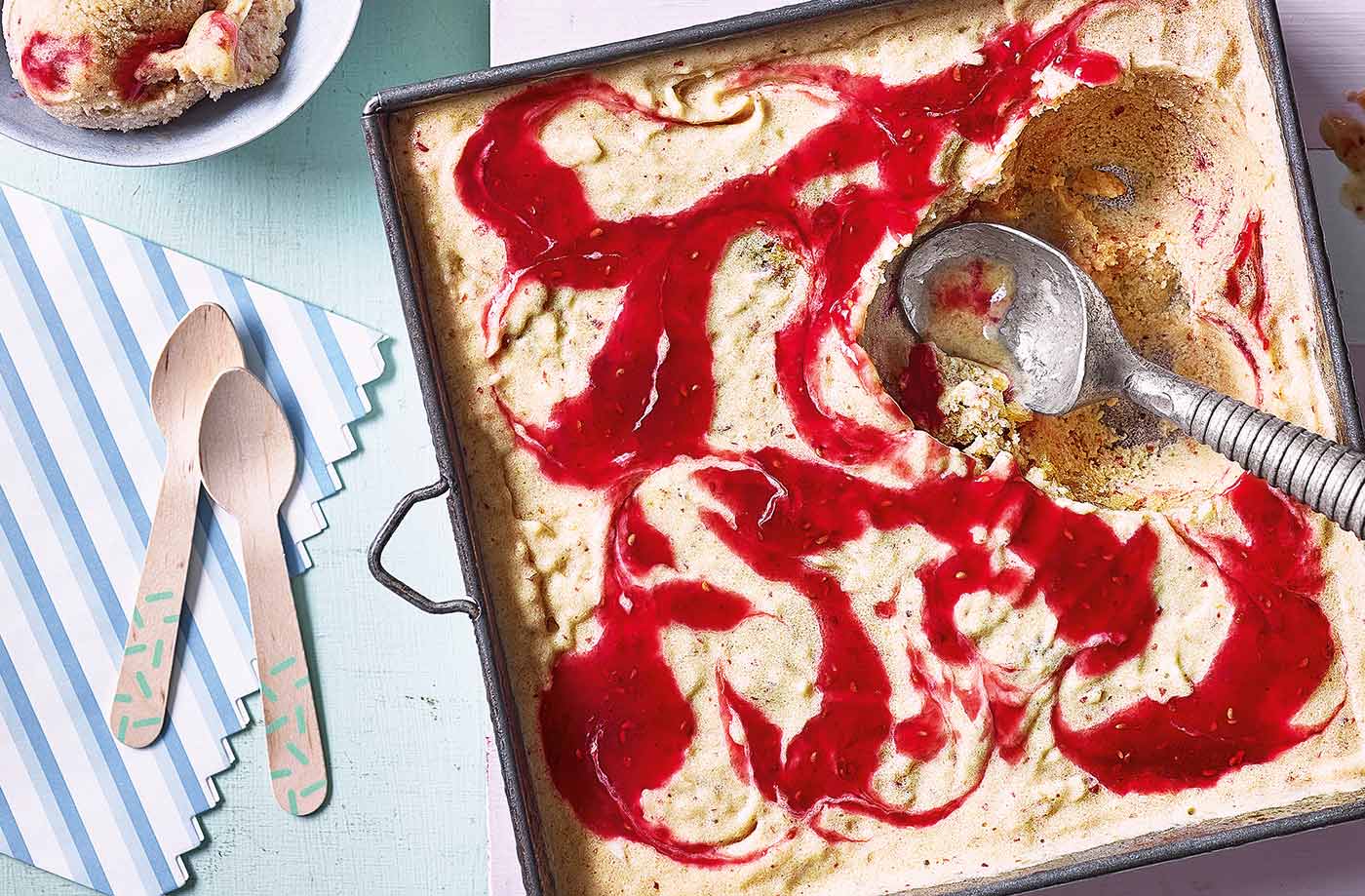 No-churn peach Melba sorbet recipe