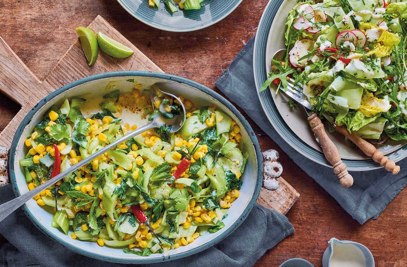 Pak choi and coconut corn recipe