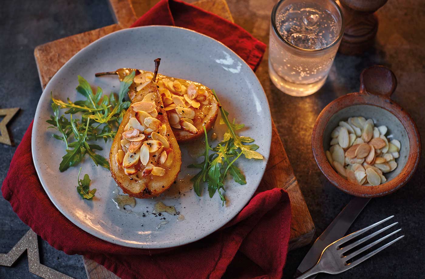 Stuffed pears with almond and ginger filling recipe