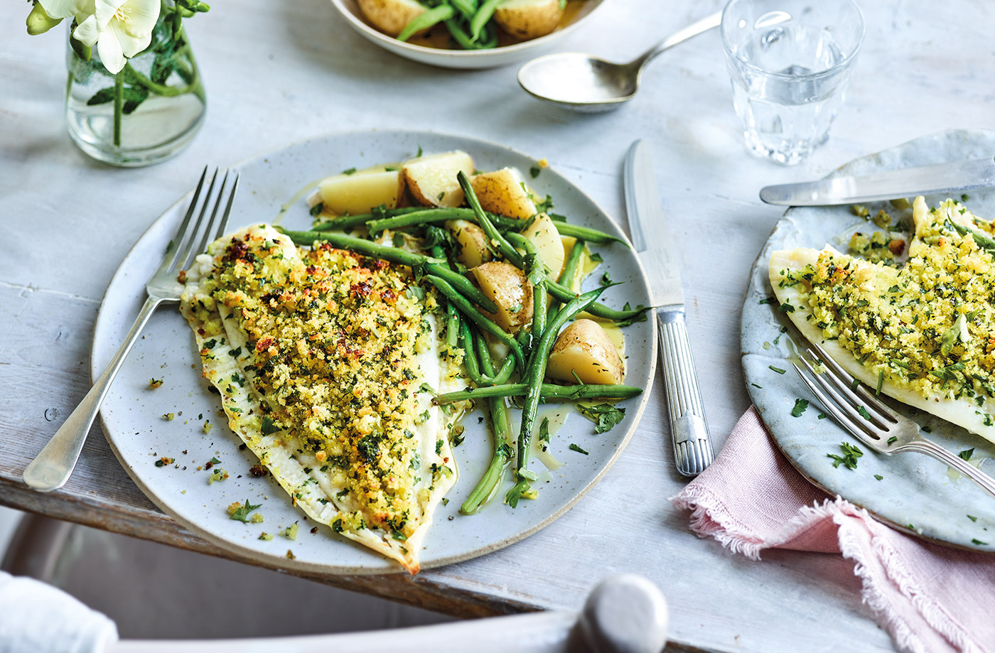 Plaice with lemon, garlic and parsley crust recipe