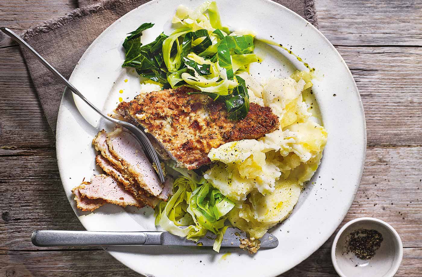 Sage pork with potato and apple mash recipe