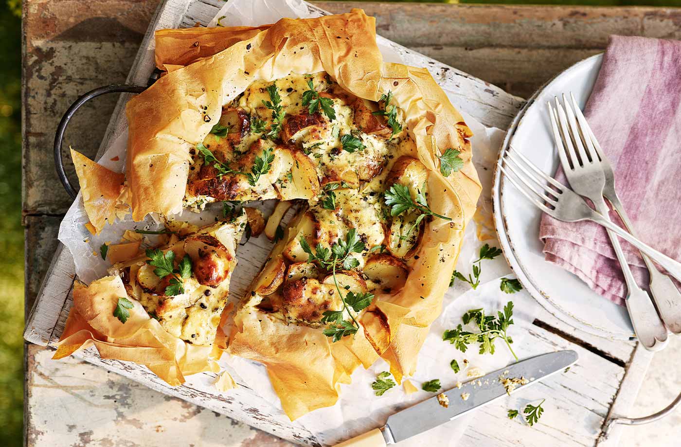Potato and goat’s cheese tart recipe
