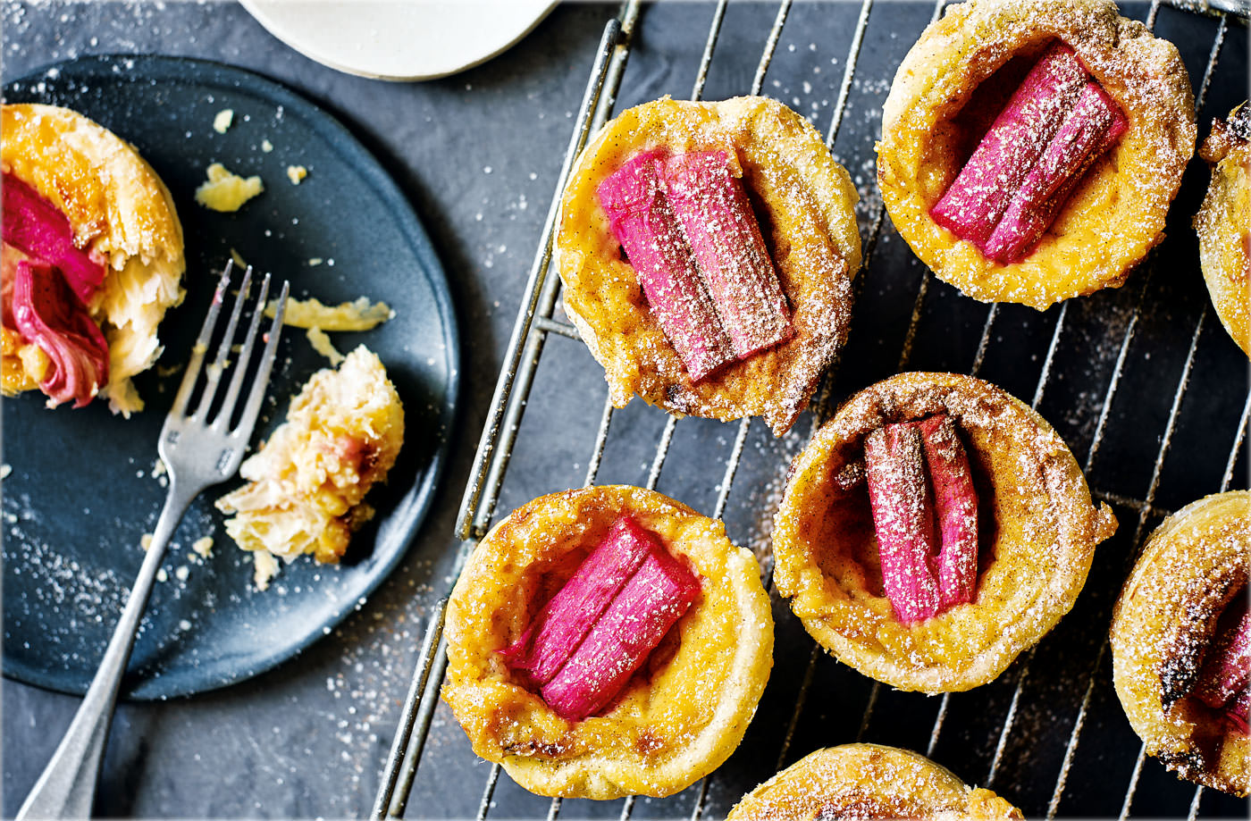 Rhubarb and custard Portuguese tarts recipe