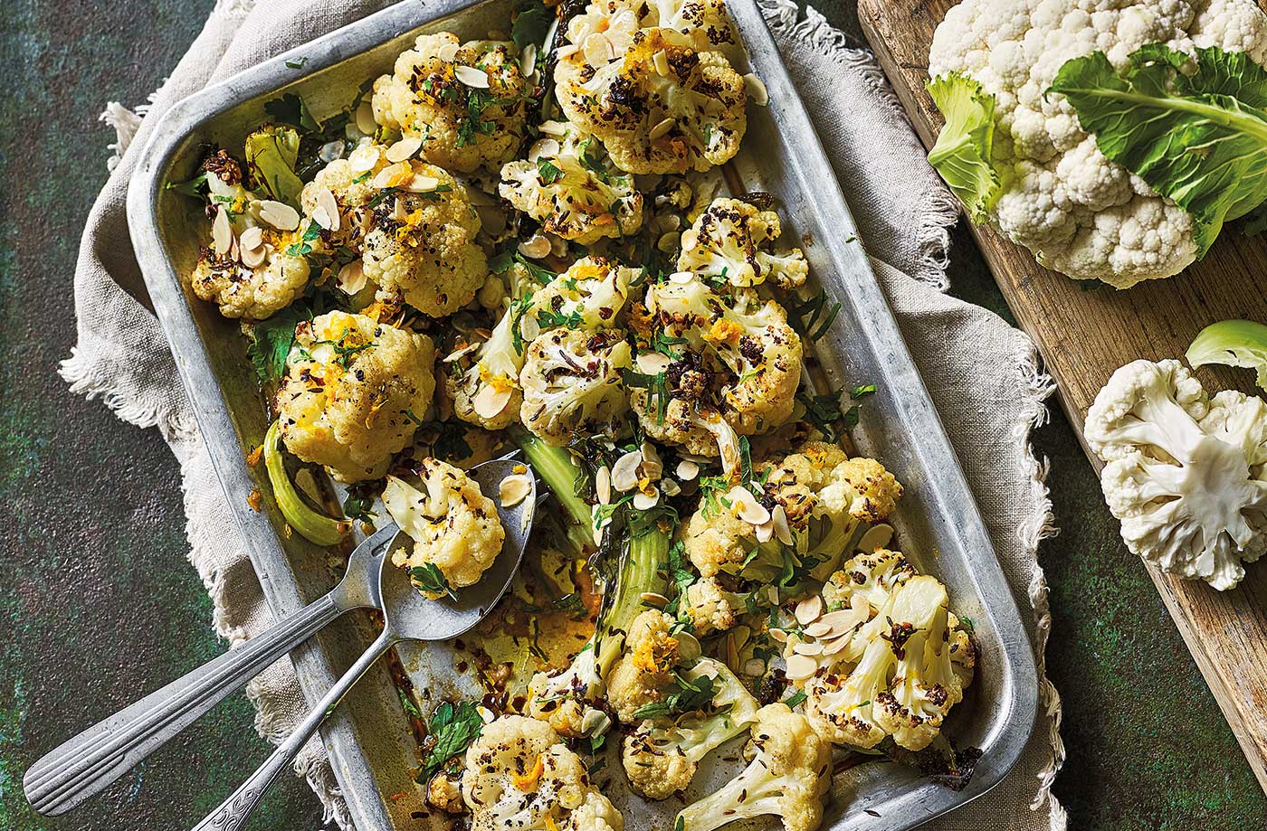 Roasted cauliflower with orange dressing recipe