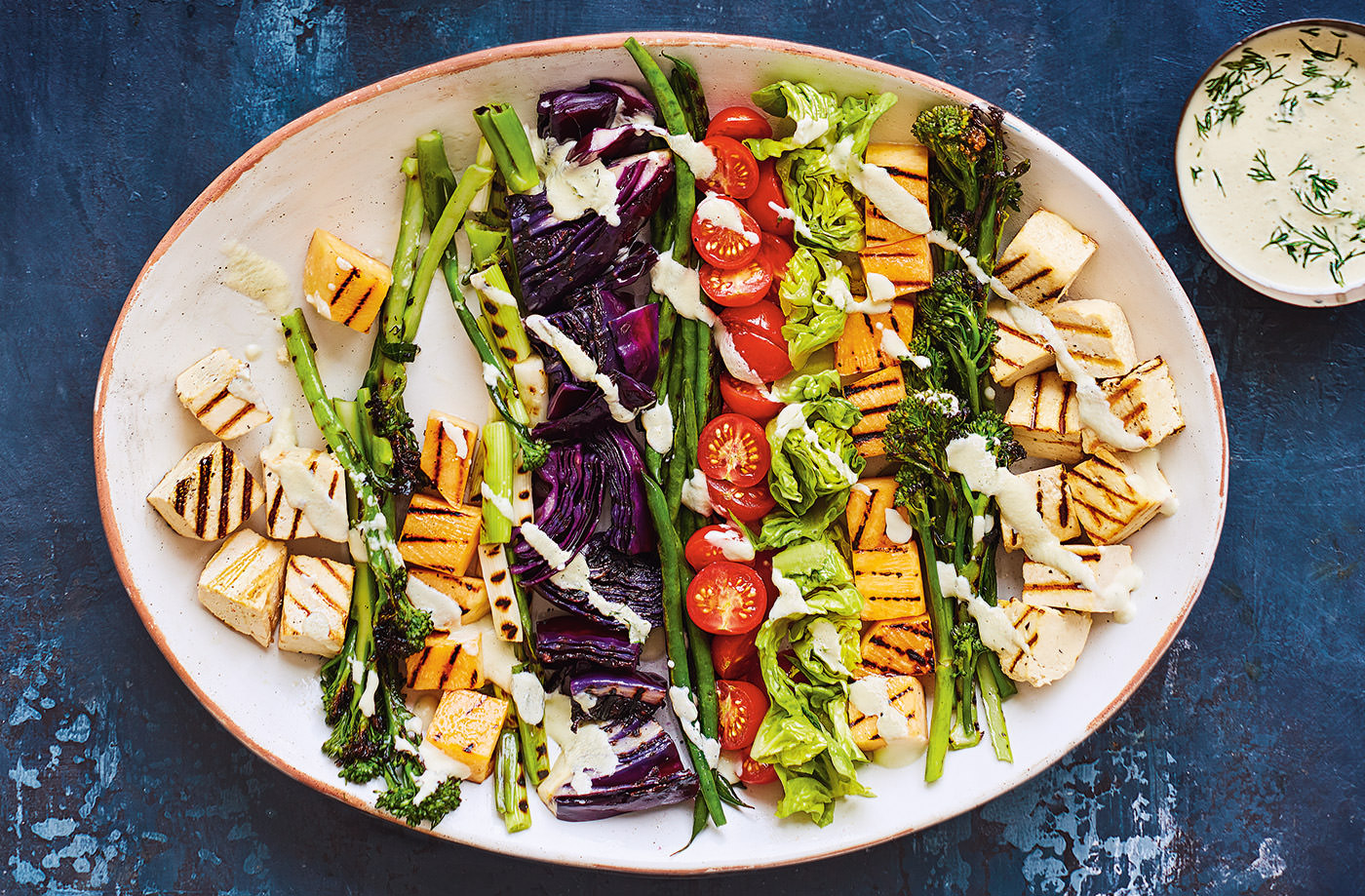 Roasted veg salad with cashew dressing  recipe