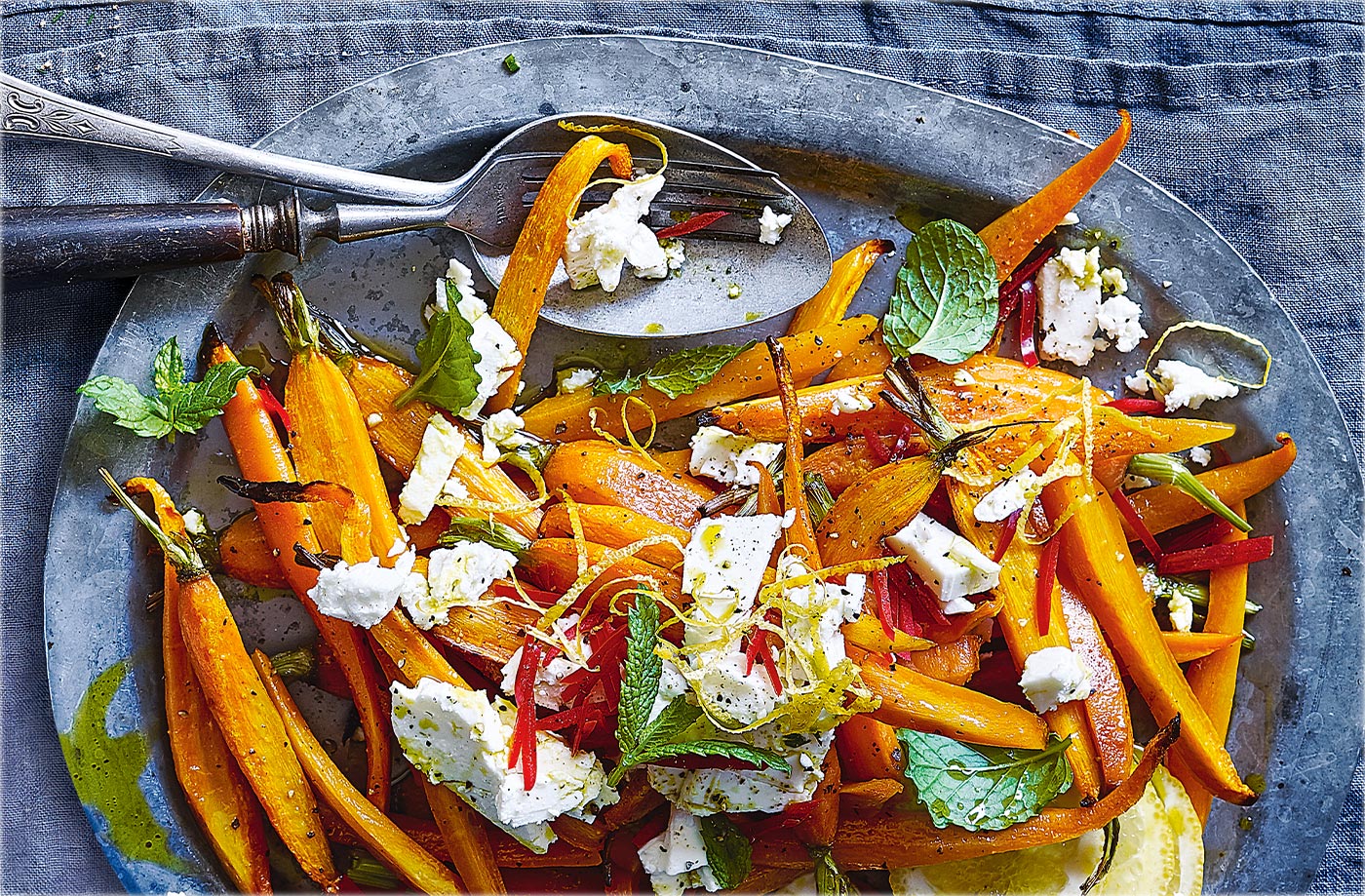 Roasted carrots with feta and chilli recipe