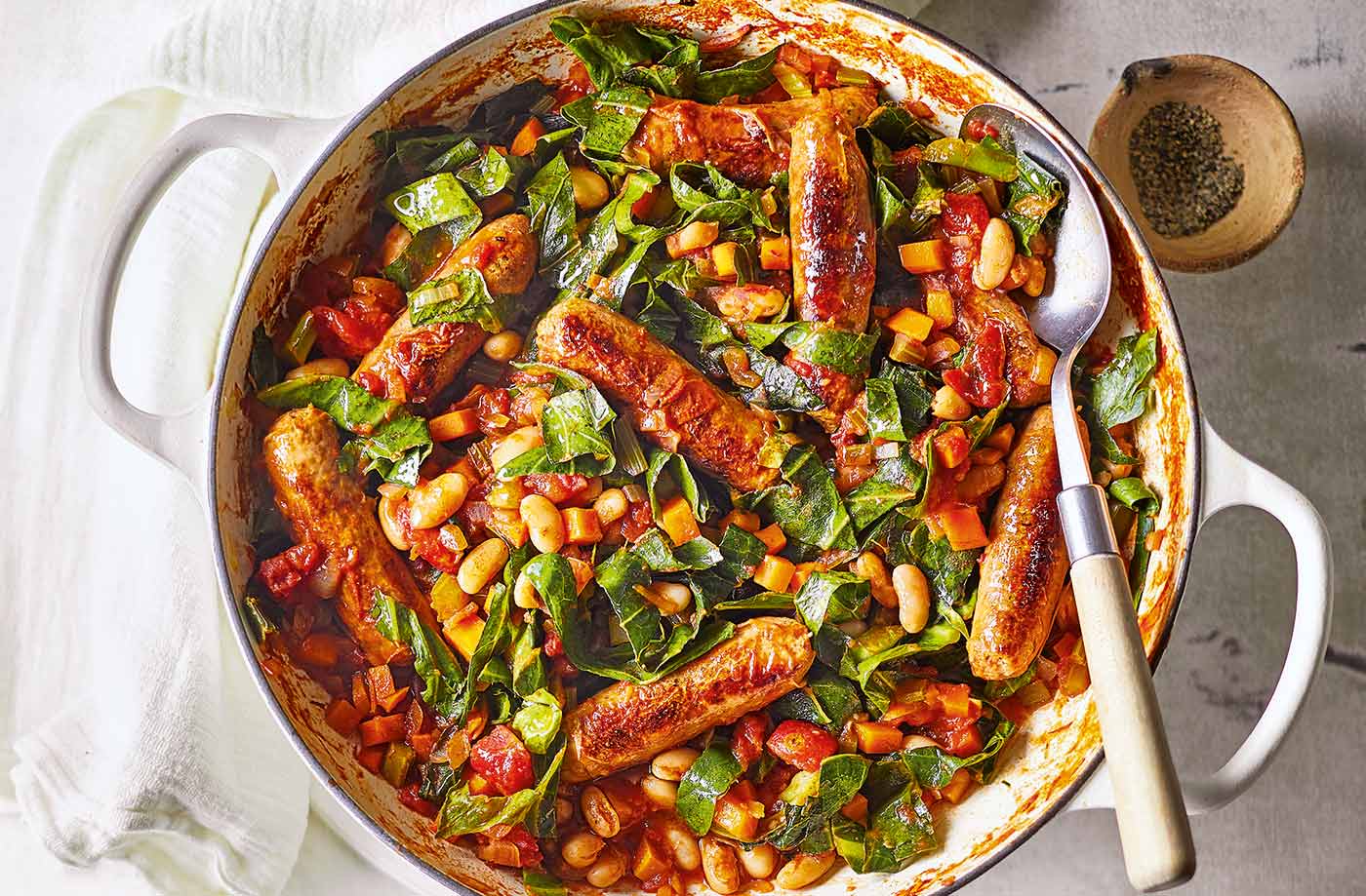Sausage and cannellini bean casserole recipe