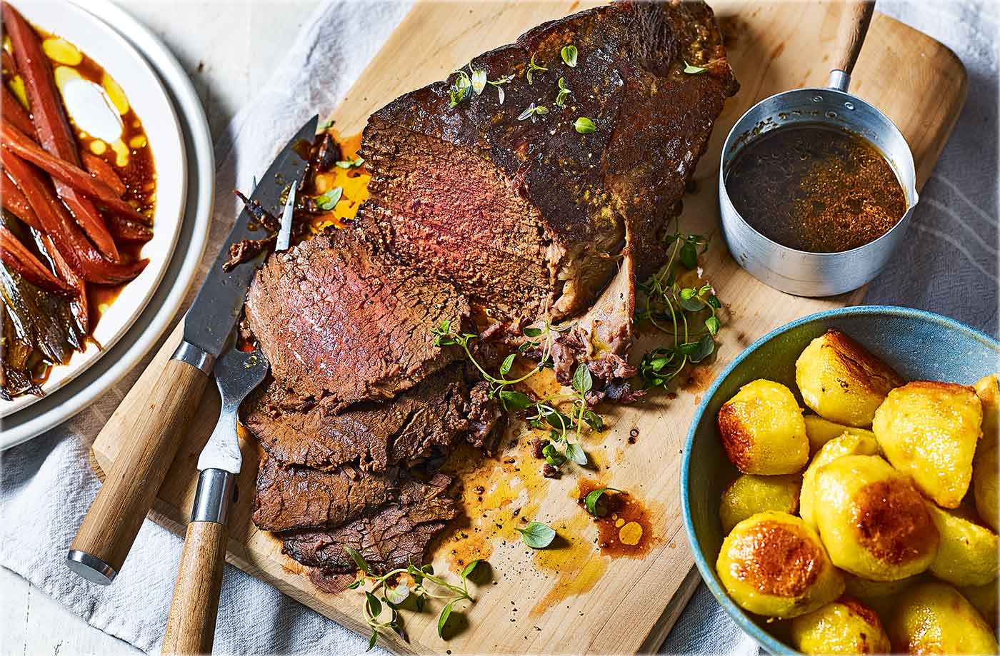 Slow-roasted beef with mustard potatoes  recipe