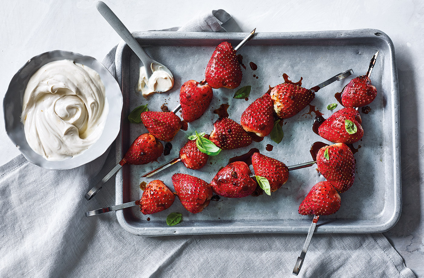 Smoky strawberry skewers recipe