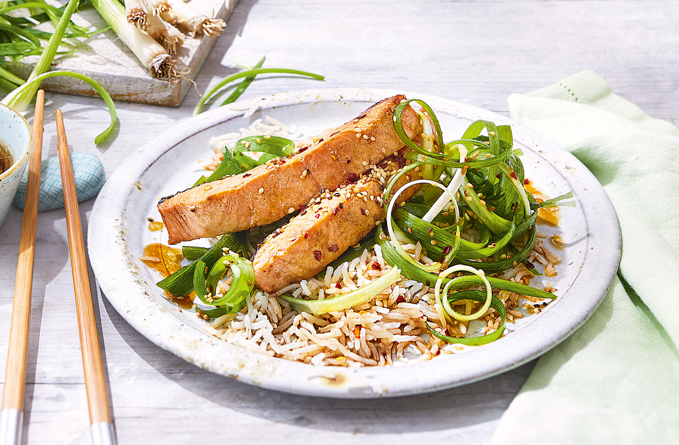 Salmon and spring onion salad recipe