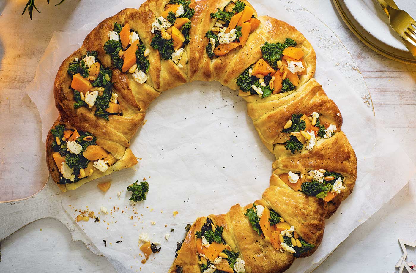 Squash and kale wreath recipe