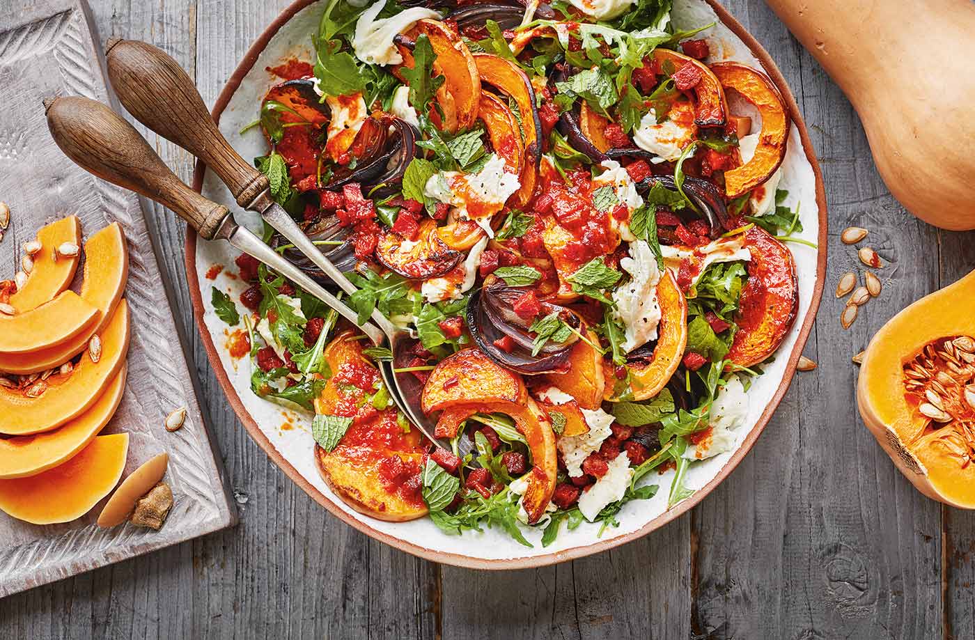 Squash, chorizo and mozzarella salad recipe