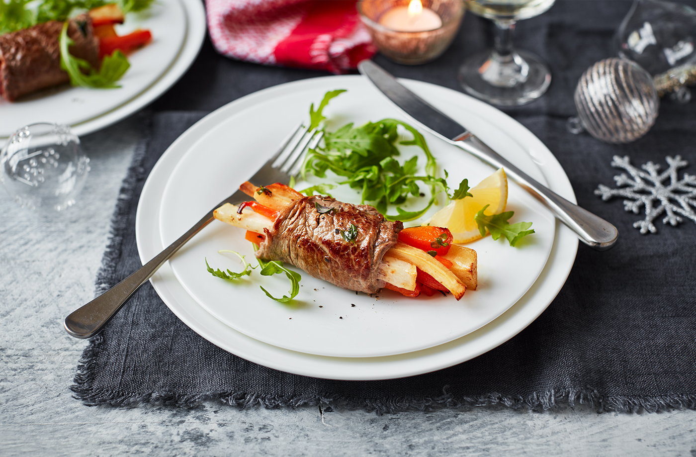 Minute steak rolls with seasonal veg recipe
