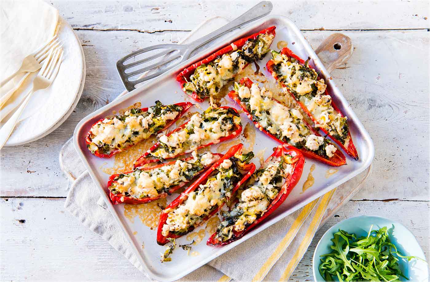 Turkey and spring green stuffed peppers  recipe