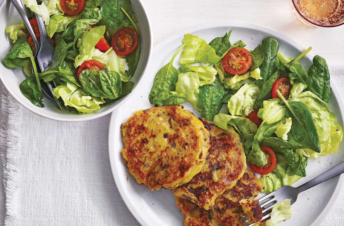 Sweet potato and blue cheese pancakes recipe
