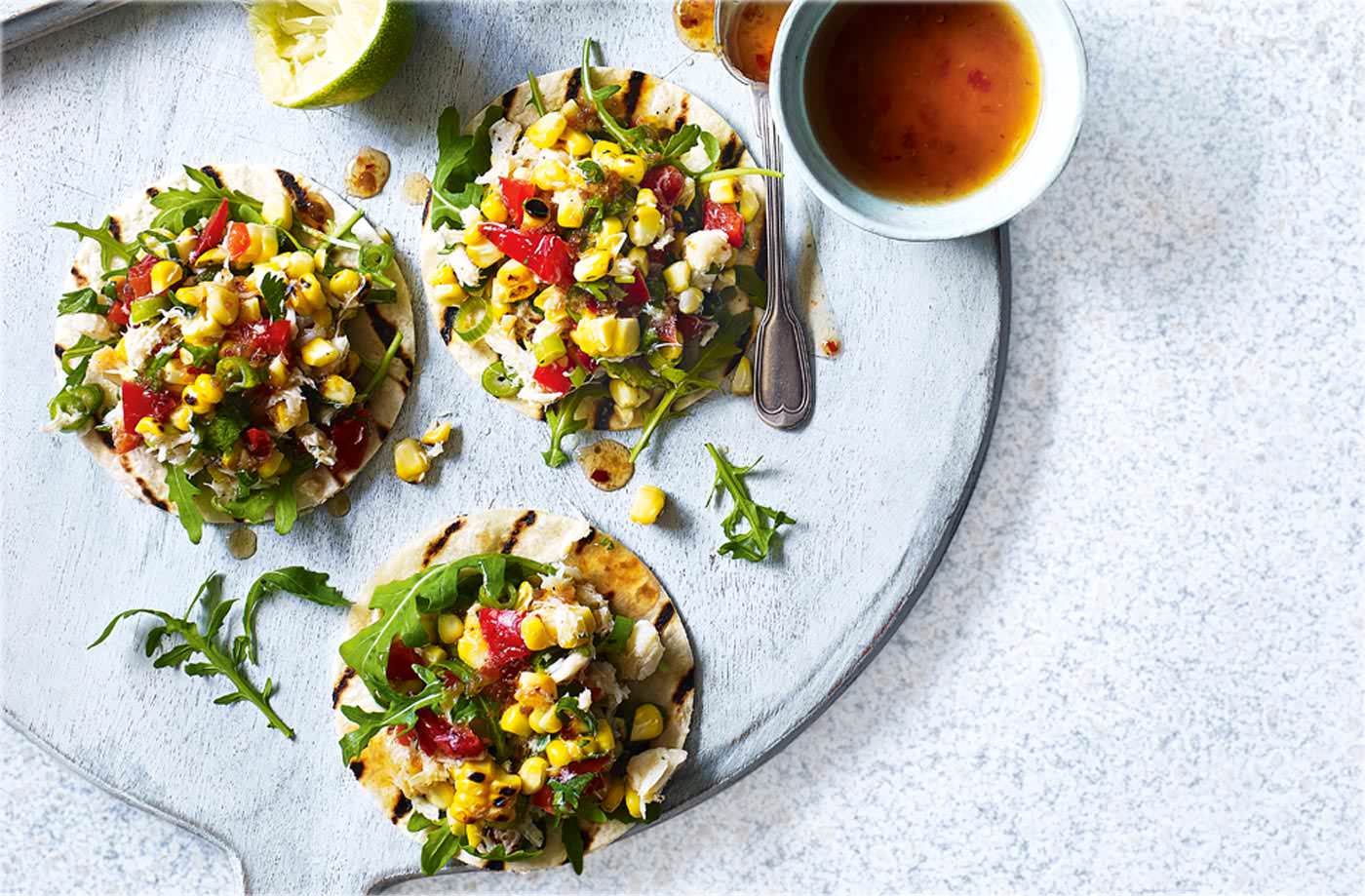 Crab and sweetcorn tostadas recipe