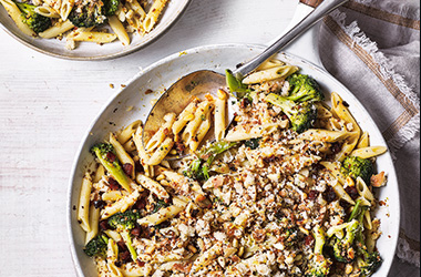 Charred broccoli and chorizo pasta