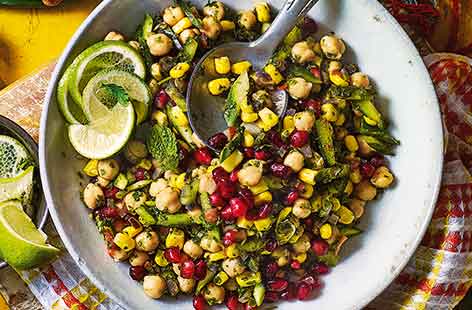 Chickpea chaat is a traditional Indian street food classic and it is easy to see why it is so popular. Vibrant coriander chutney is stirred through a vegan sweet-sour salad for full-flavoured results