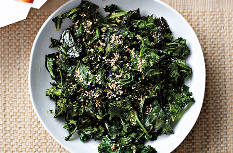 When baked in the oven, kale goes gloriously crispy as this Chinese-inspired recipe shows. Here the leaves are coated in oil then baked with sesame seeds and five-spice sprinkled over the top. Don't be tempted to add salt as kale, cooked this way doesn't need it.