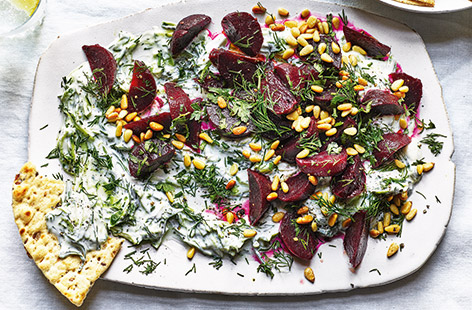 For a speedy no-cook starter that's packed with refreshing spring flavours, look no further than this herby tzatziki recipe with earthy beetroot