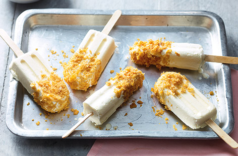 Reinvent a classic childhood flavour with these easy cereal milk ice creams, sprinkled with cornflakes and honey