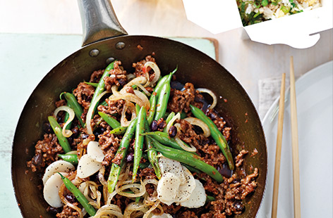 This sizzling dairy-free Chinese stir-fry with beef and black beans is packed with fiery chilli and garlic.