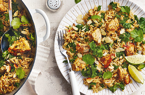Pilaf is a traditional Indian dish in which rice is cooked in a tasty broth to absorb extra flavour, and this delicious chicken version is really packed full with aromatic herbs and spices.