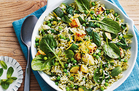 Try a veg-packed pilaf recipe with courgette and peas for a simple family dinner that's ready in just over half an hour