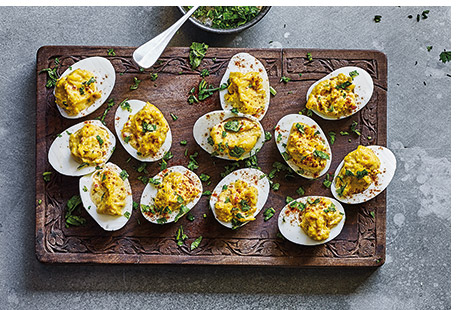 Give devilled eggs a spicy Indian makeover with this quick and easy recipe.