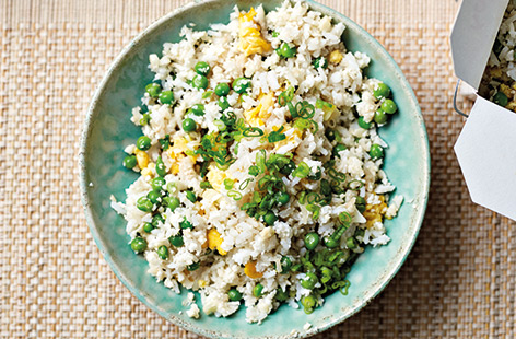 Flavoured with spring onion and garlic, this cauliflower rice is a great addition to Chinese takeaway meals.