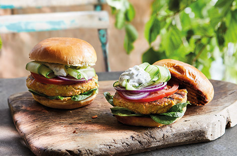 Need some veggie burger inspiration for your next barbecue? This carrot, courgette and halloumi burger recipe is packed with grated veg and makes a change from bean burgers.
