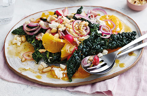 For a side dish with a difference, try this vibrant salad with black kale, peppery radishes and sweet orange