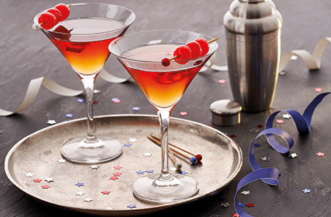 Give a classic Manhattan cocktail British flavour with Scottish whisky. This stylish cocktail recipe takes just five minutes to shake together and, served over ice and garnished with Maraschino cherries, instantly transports you to America.
