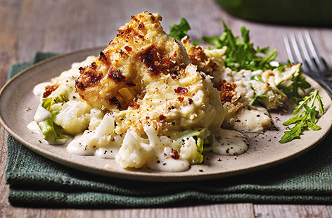 For a standout side that'll get everyone talking, try this cauliflower cheese with a savoury miso twist