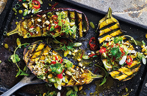 Derek Sarno's vegan miso glazed aubergines are perfect for the barbecue and inspired by Asian flavours.