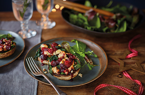 Try a cheesy festive twist on meaty stuffed mushrooms for a great vegetarian Christmas Day starter that's ready in under 30 minutes and totally gluten-free
