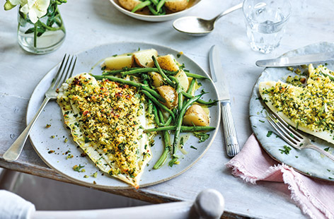 Plaice is a delicately flavoured white fish that is great to try in place of your usual cod or haddock. This quick herb-crusted plaice recipe is an easy way to cook it for a tasty midweek supper.