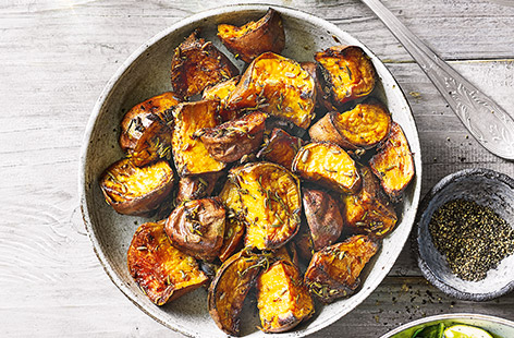 Simply prepared with olive oil, lemon zest and a couple of sprigs of rosemary, this recipe for sweet potatoes should bring any roast dinner to life. Crisp and caramelised on the outside yet still fluffy in the middle, they really are the perfect side.